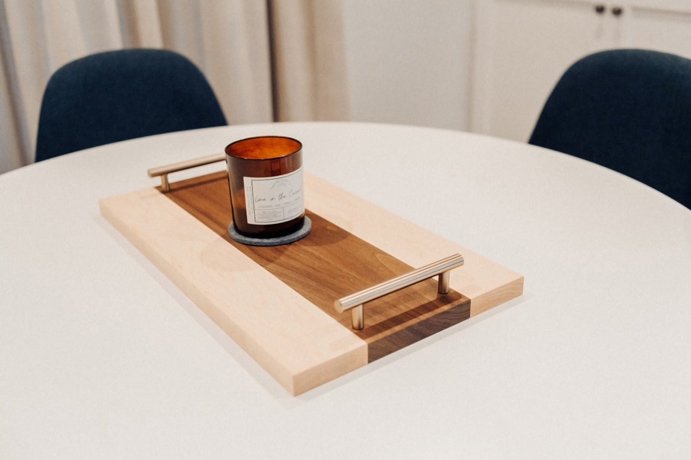 What charcuterie board dreams are made of. This solid hardwood Maple & Walnut serving tray is a versatile and functional work of art.